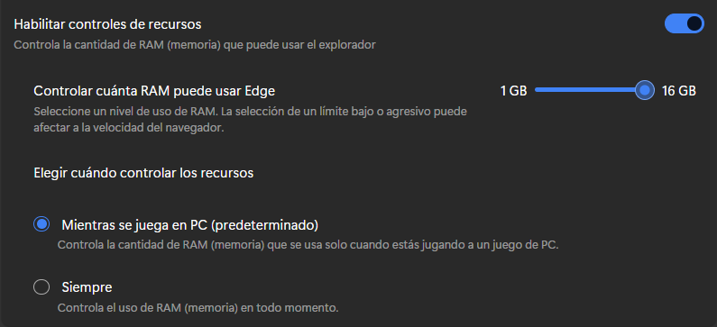 Controlar RAM de Edge