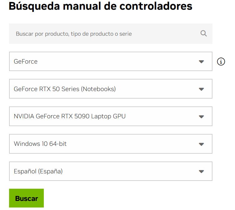 buscar drivers nvidia