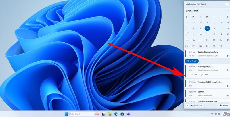calendario agenda windows 11