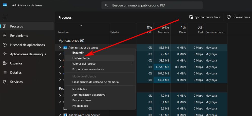 cerrar administrador tareas