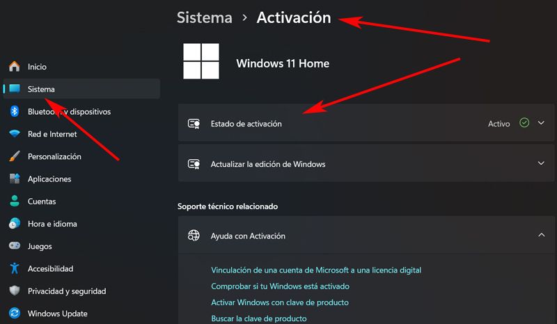 configuración activación Windows