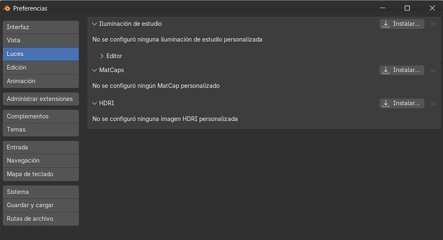 configuracion blender