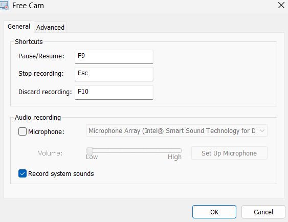 configuración free cam