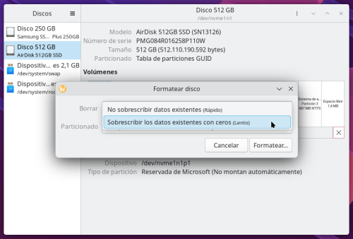 Cómo borrar discos y particiones de manera segura con GNOME Disks