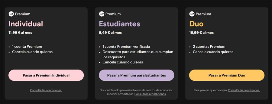 spotify precios España