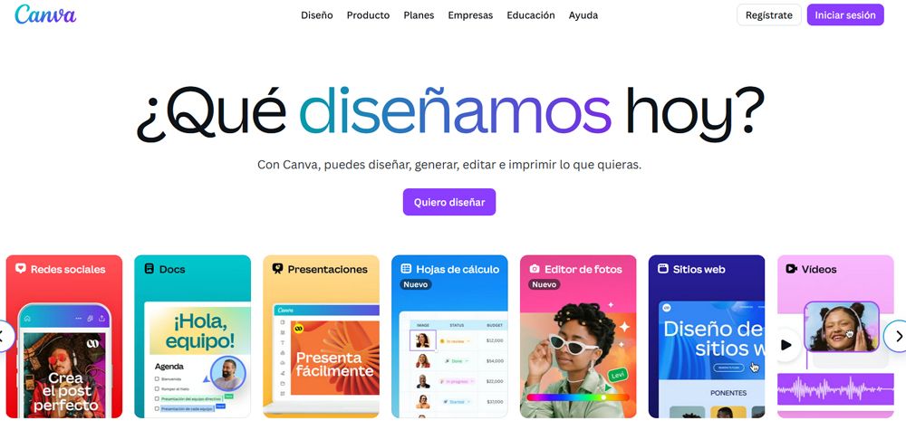 web de la app online canva