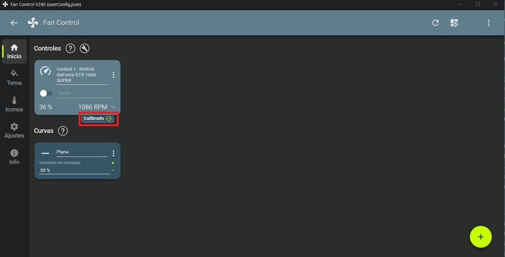 Interfaz de Fan Control con ventiladores de PC