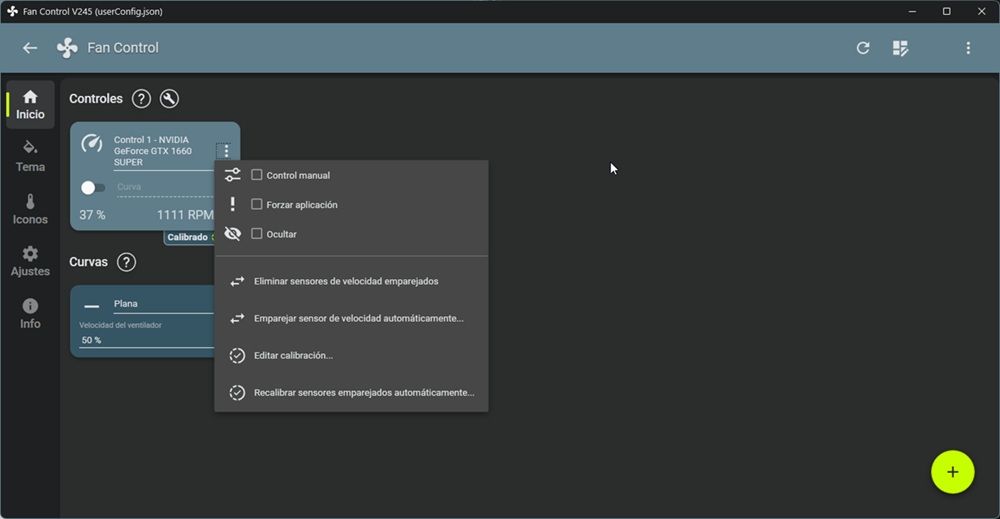 Controles pormenorizados de ventilador en Fan Control