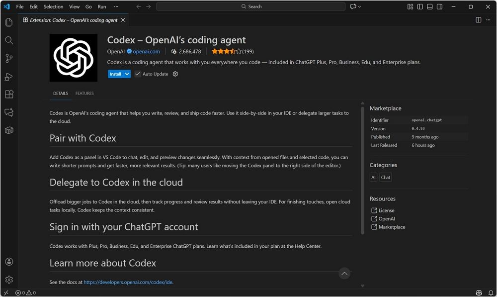 Ejemplo de integración de GPT-5.2-Codex en el editor Visual Studio Code, mostrando sugerencias de autocompletado de código en un script de Python.