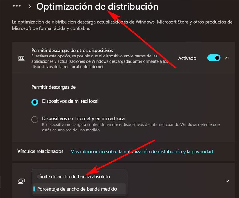 ancho banda actualizar