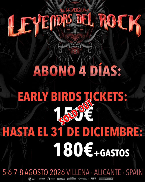 Se desvela el cartel completo y por días del Festival LEYENDAS DEL ROCK 2026