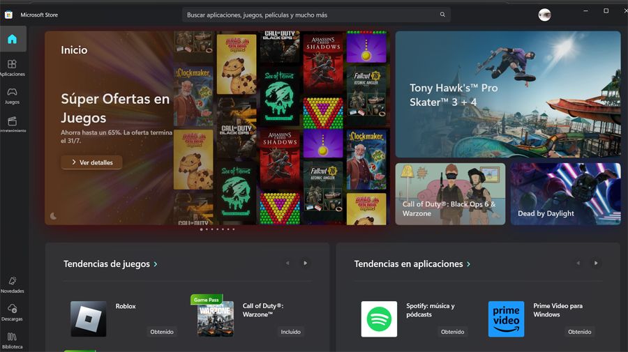 microsoft store interfaz