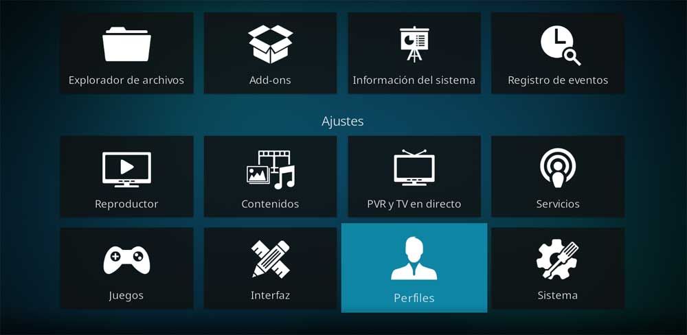 perfiles kodi