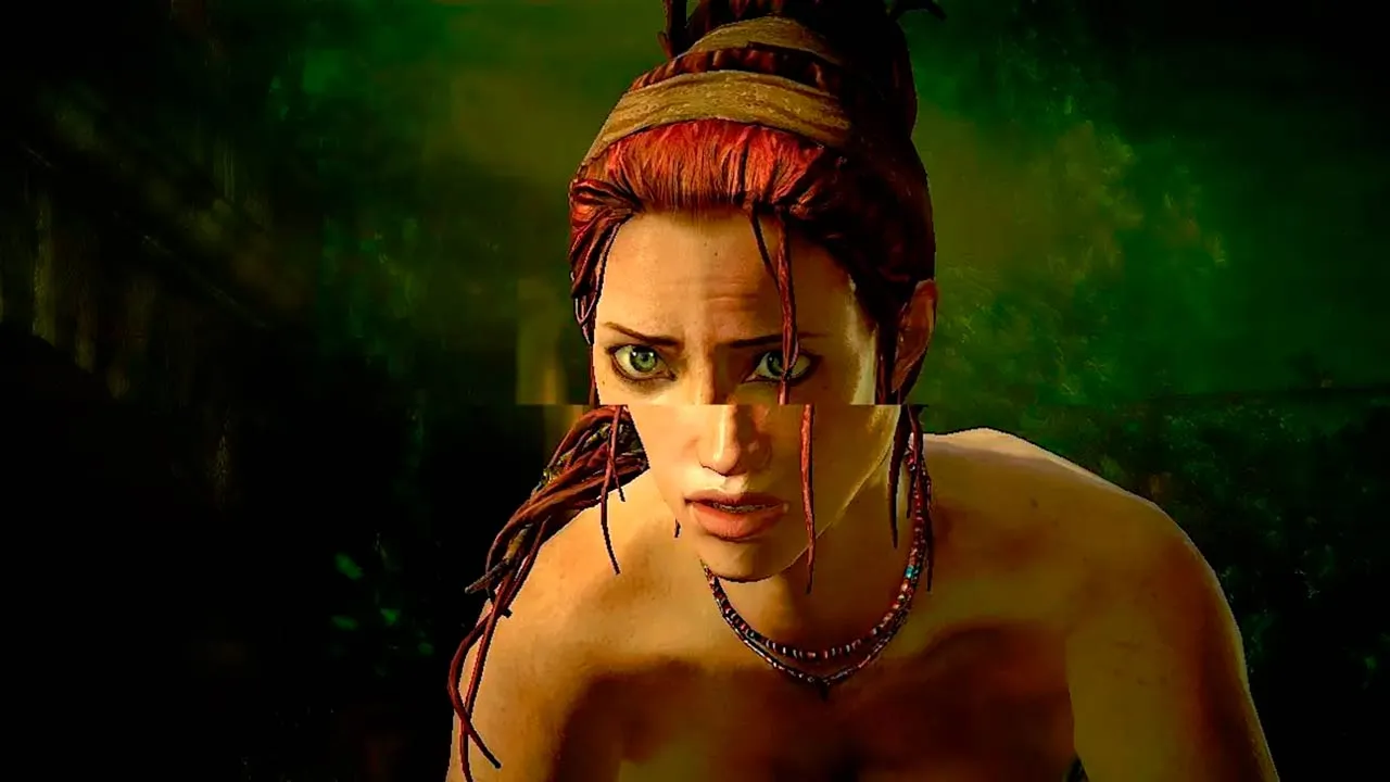 efecto del tearing (línea que divide la proyección de un juego en dos partes) durante la ejecución de un videojuego