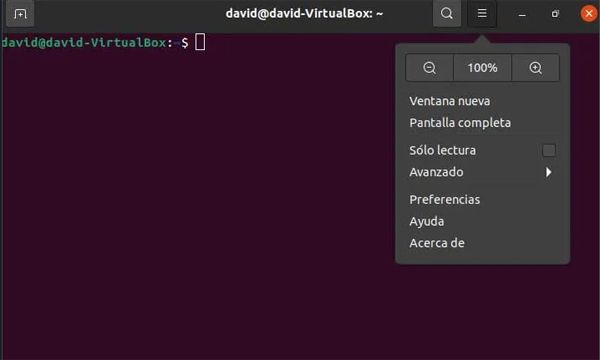 ventana del terminal de Linux