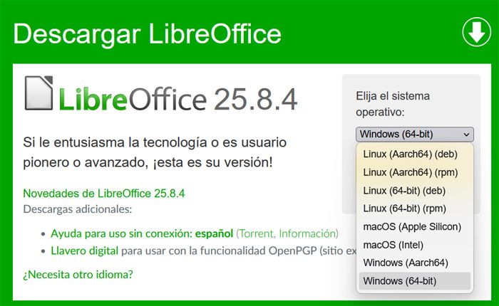 web descarga libreoffice