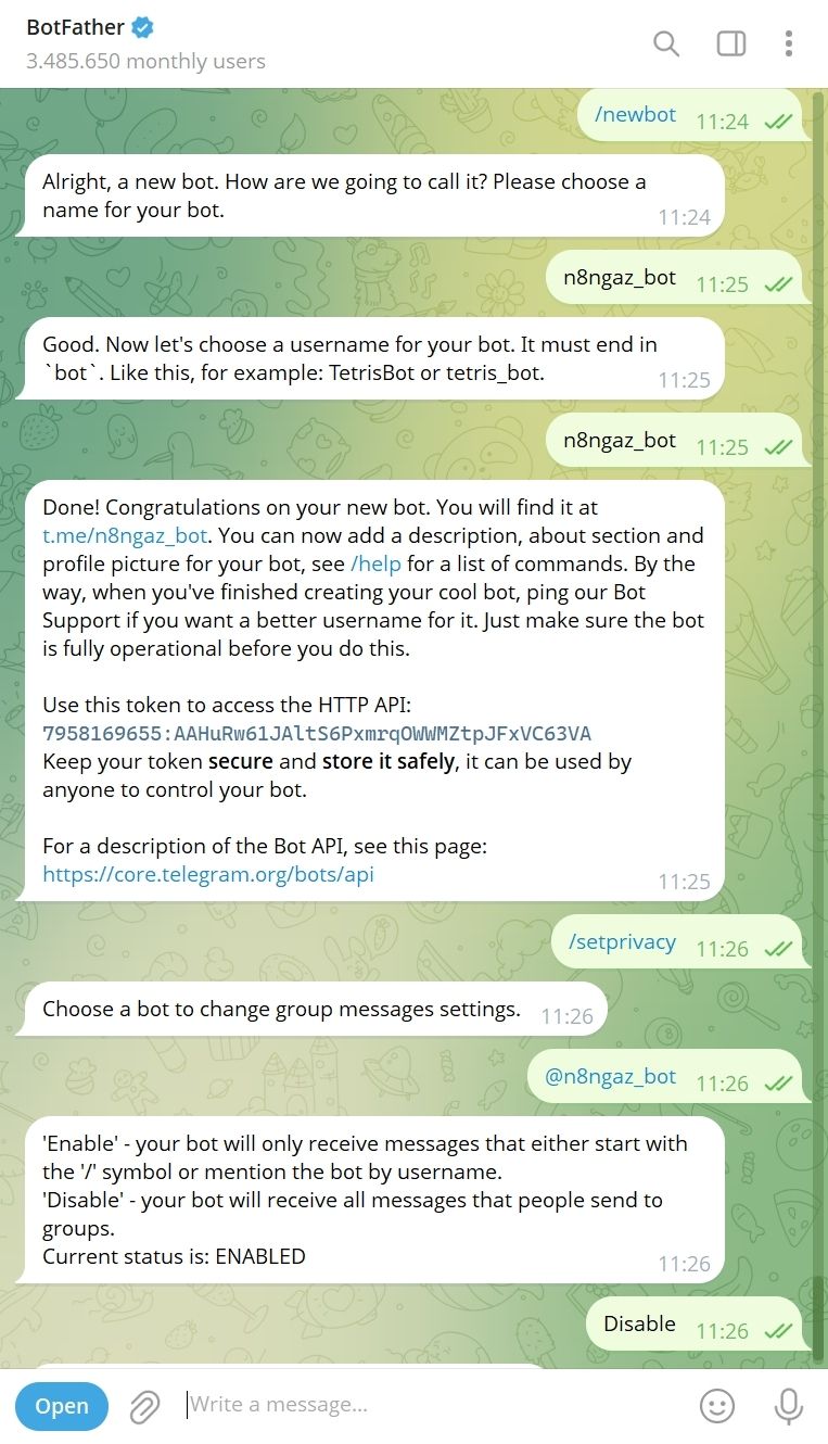 Crear API en Telegram 1