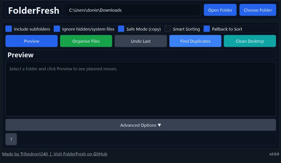 FolderFresh interfaz