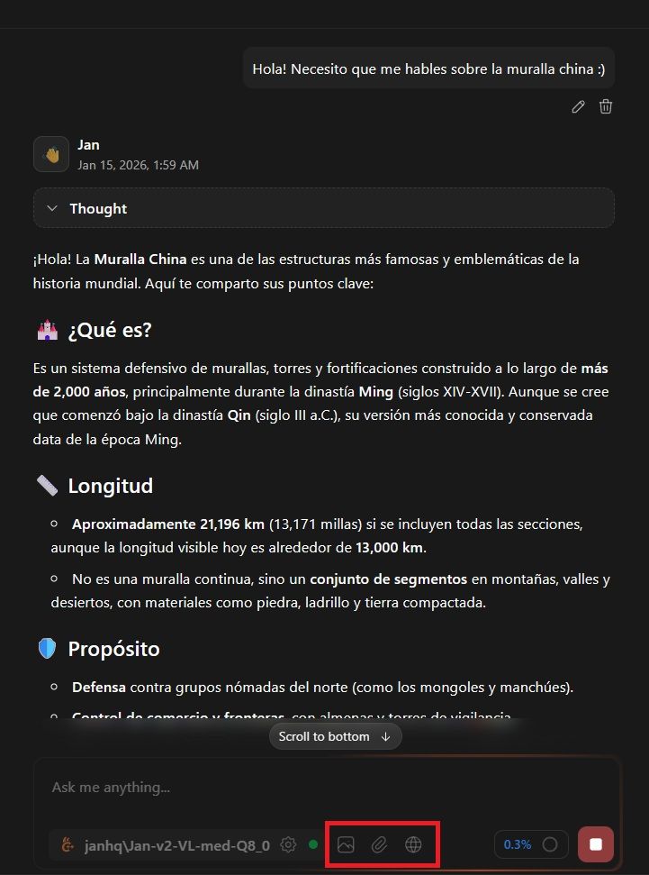 respuesta del modelo de Jan a una pregunta sobre muralla china