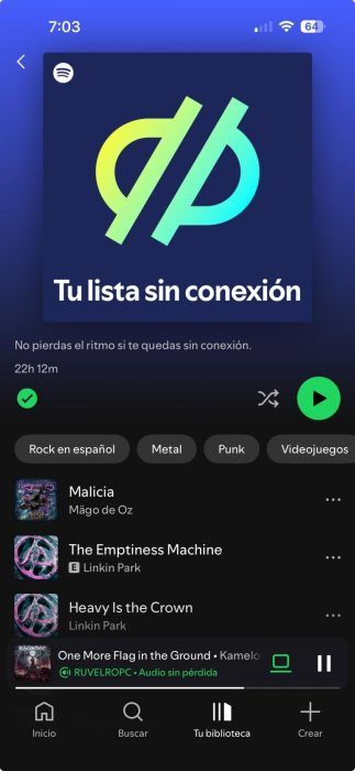 Lista con conexión Spotify - 1