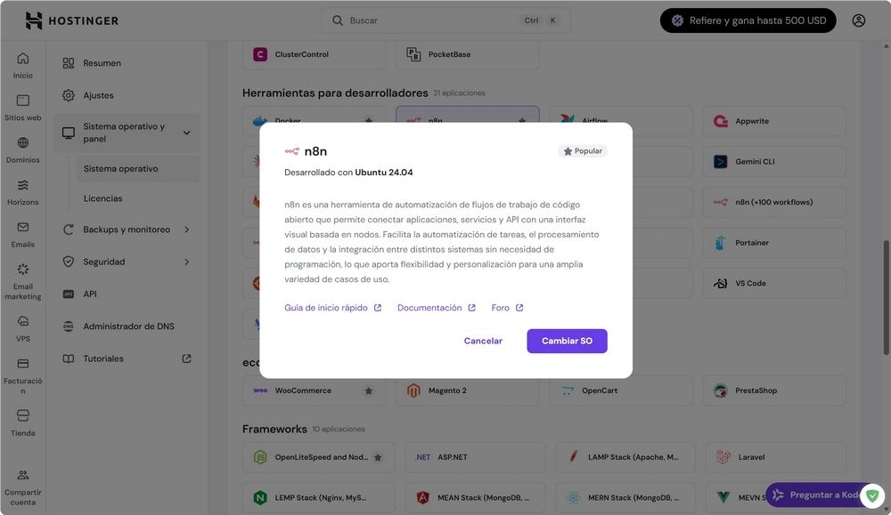 Montar n8n en VPS Hostinger