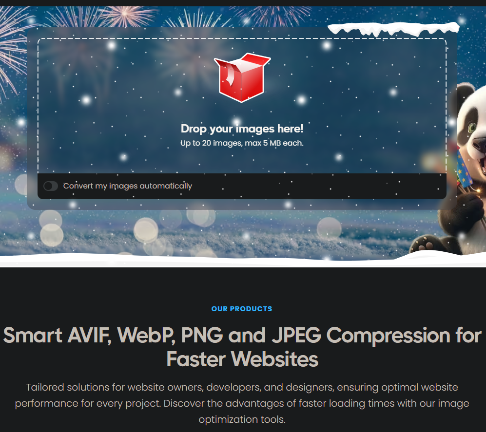 Interfaz de TinyPNG para ahorrar espacio a la hora de trabajar con nuestras propias imágenes.