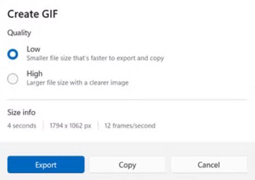 Funcioón para crear un GiF animado con la Herramientas Recortes de Windows.
