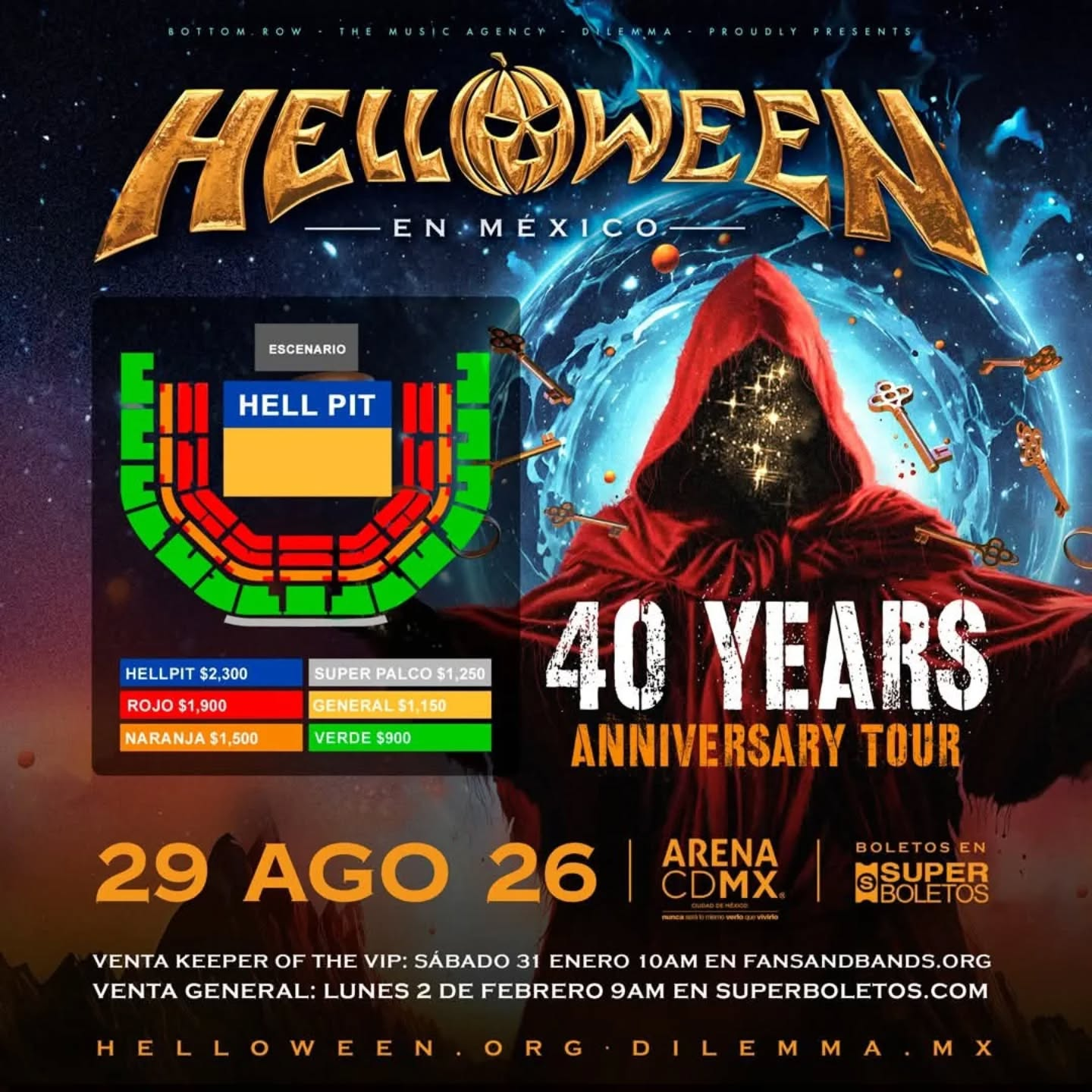 Helloween regresa a la Arena CDMX el 29 de agosto de 2026 en su 40 Years Anniversary Tour
