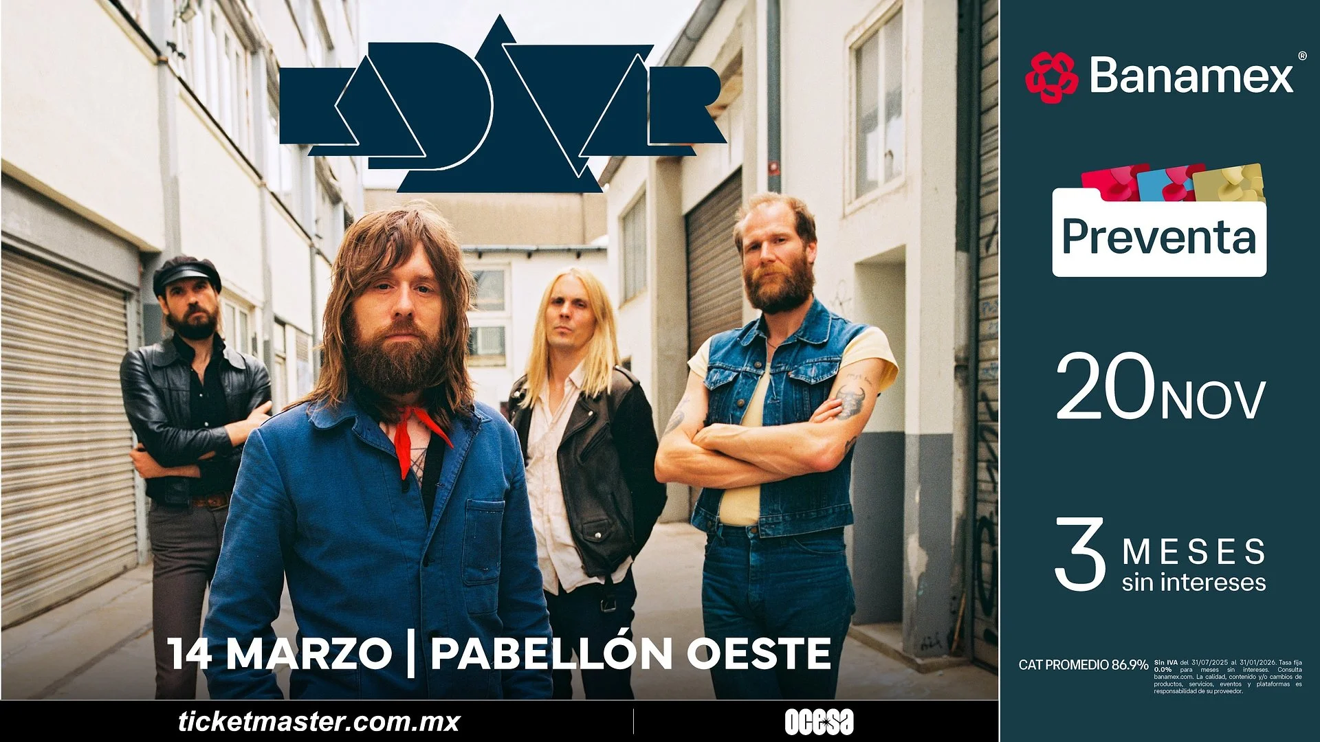 Kadavar regresa a México: concierto en Pabellón Oeste el 14 de marzo de 2026