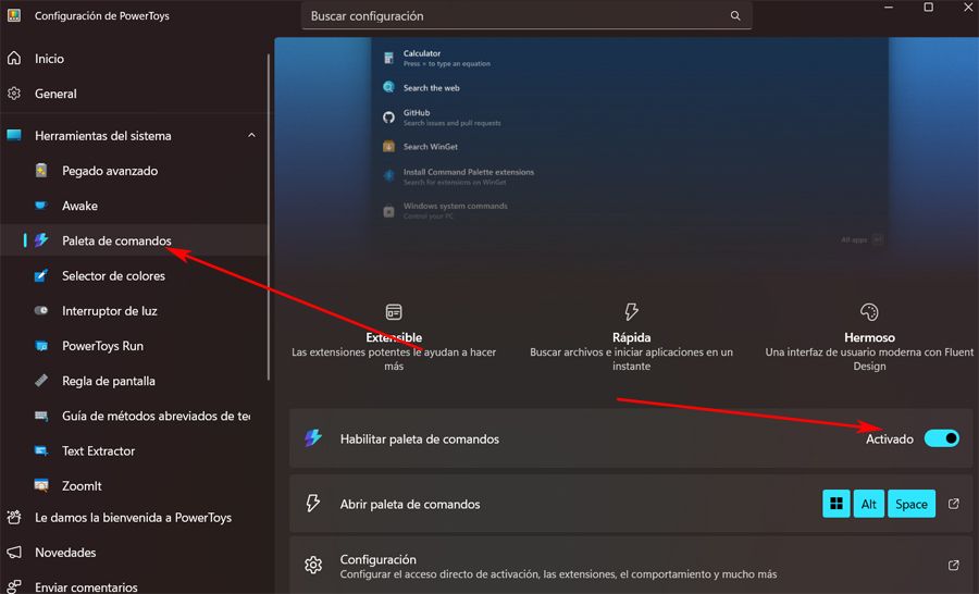 inicio paleta comandos powertoys