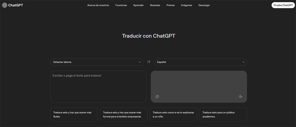 interfaz traductor chatgpt