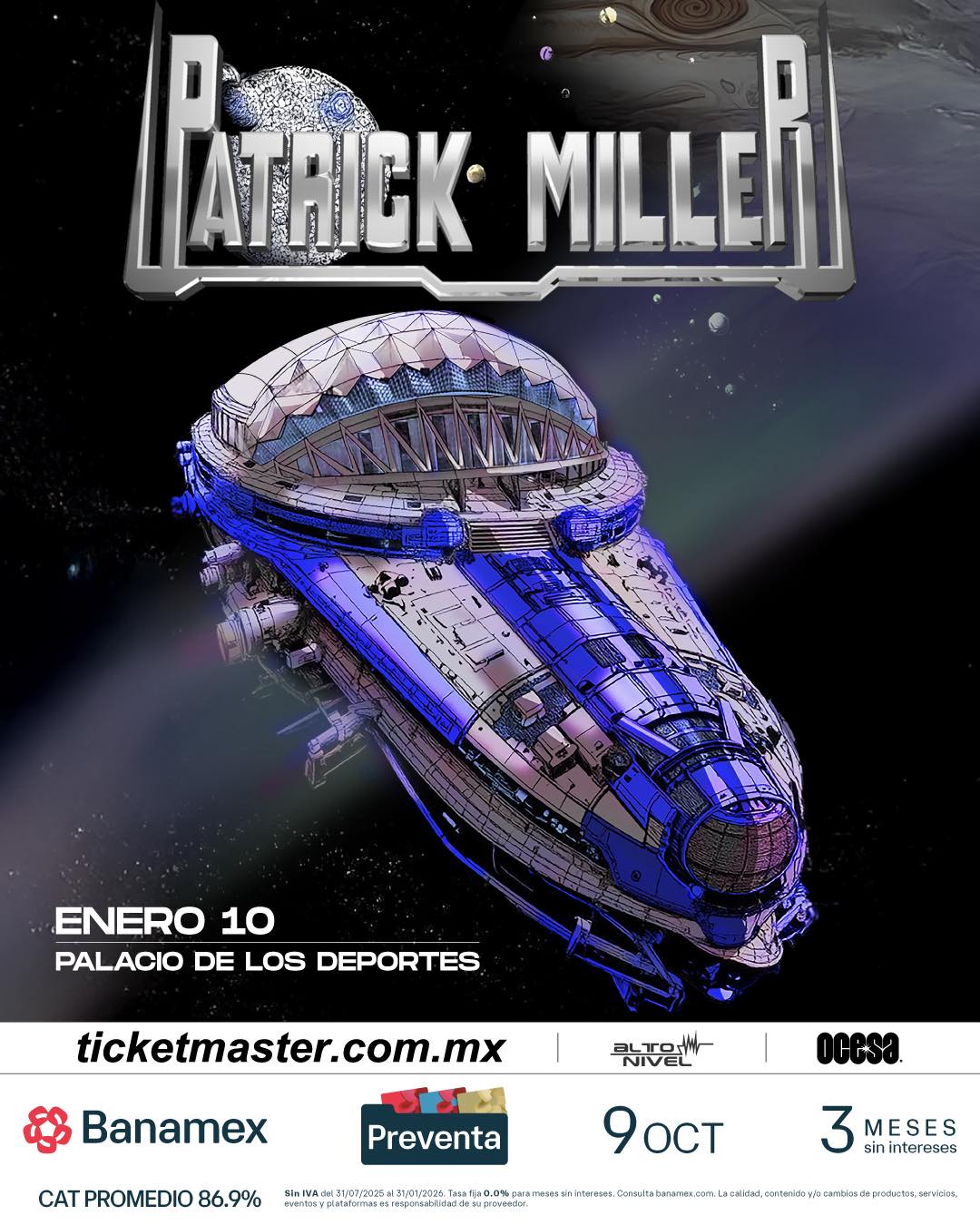 Patrick Miller tomará el Palacio de los Deportes.