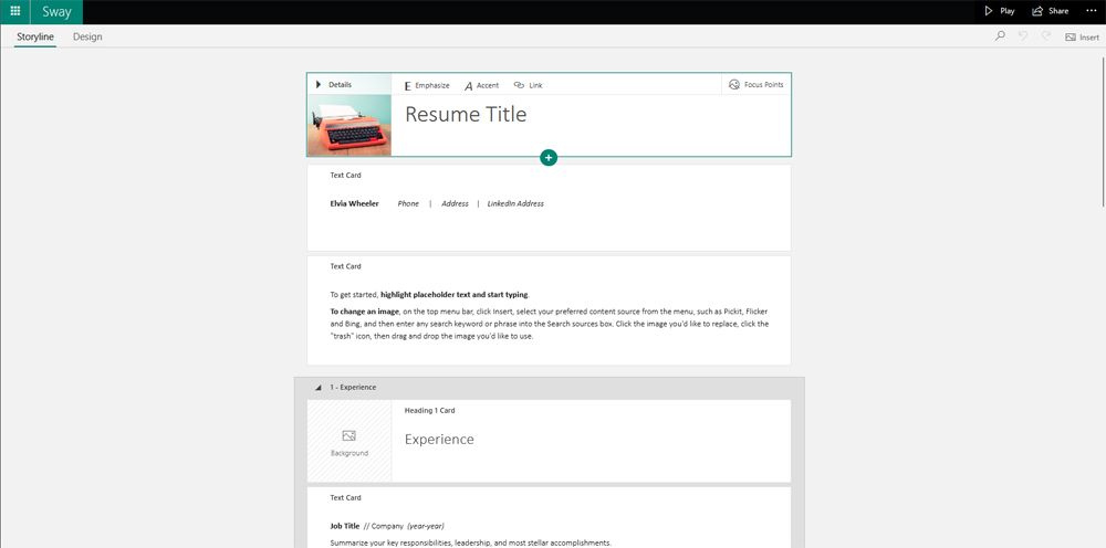 plantilla documento Sway