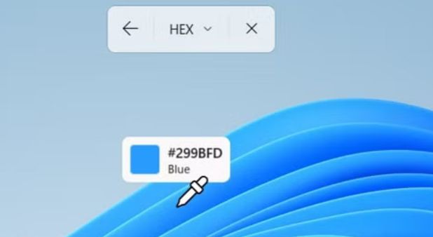 Selector de color de la Herramienta recortes capturando el azul.