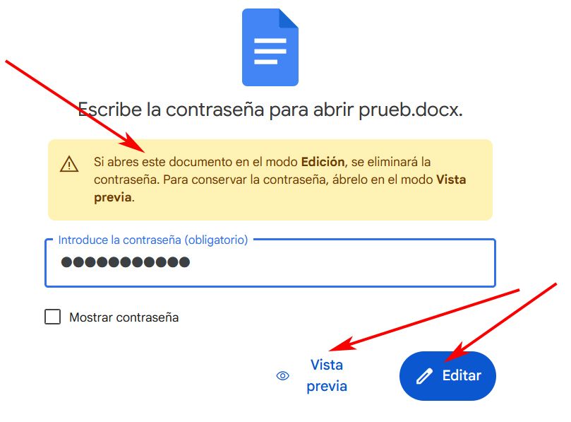 ver Word protegido drive