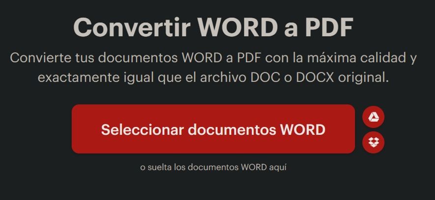 Caja de conversión de documento de ilovepdf