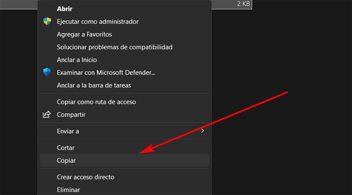Copiar o mover archivos en el menú contextual del Explorador Windows.