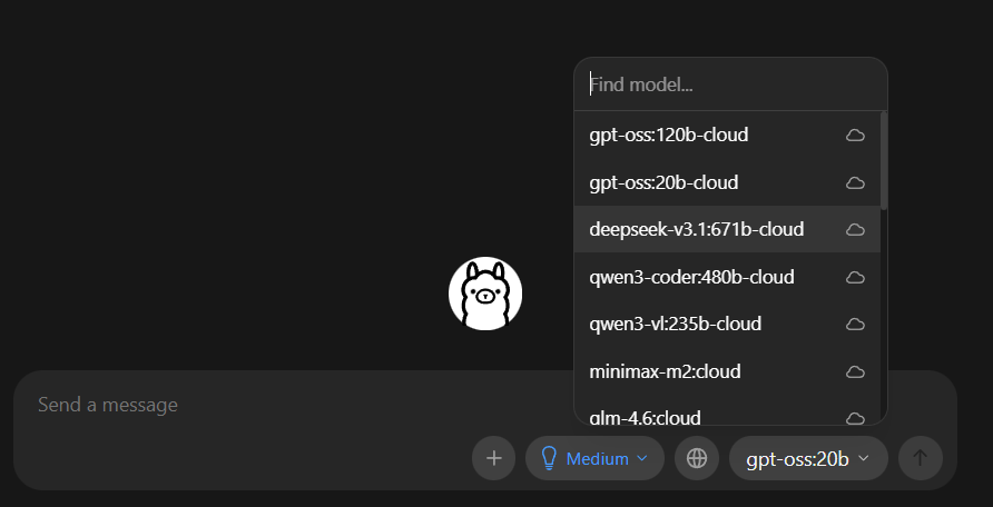 Listado de ejemplo de modelos de IA disponibles en Ollama