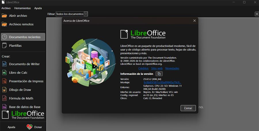 Nueva versión LibreOffice 25.8.5 recién lanzada.