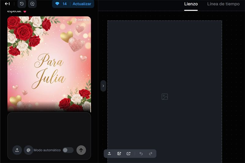 Resultado para la tarjeta de San Valentín en la plataforma Deevid IA. Foto: captura de SoftZone.