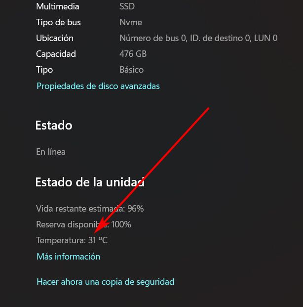 Ver temperatura el duro o disco SSD directamente en Windows 11.