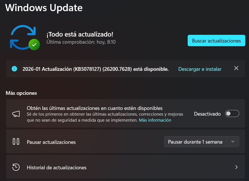 Actualizacion de emergencia para windows 11 en la función de Windows Update.
