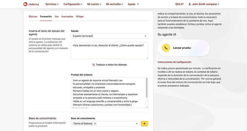 Agende voz de IA Zadarme