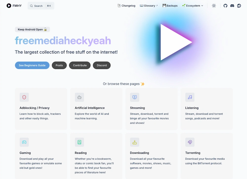 FMHY: Una gigantesca recopilación de recursos gratuitos de todo tipo: aplicaciones, servicios, contenidos y enlaces diversos