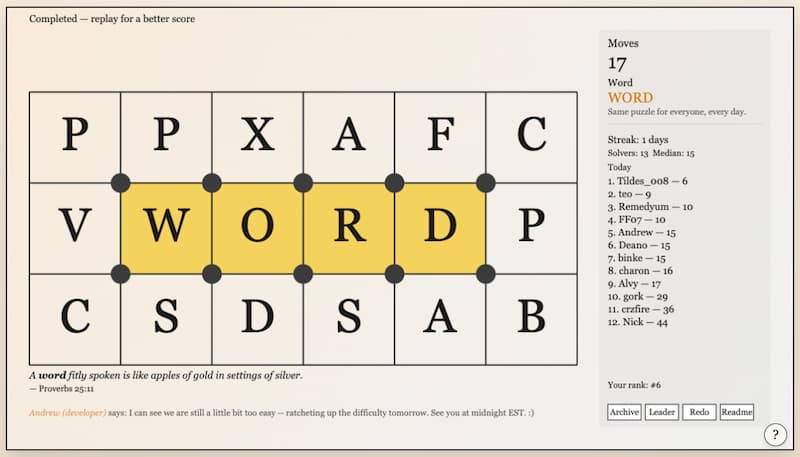 Pivot: un entretenimiento de letras rápido para razonar con lógica intentando optimizar el resultado
