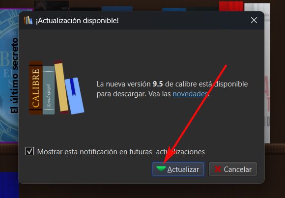 Actualizar Calibre en el arranque del programa.