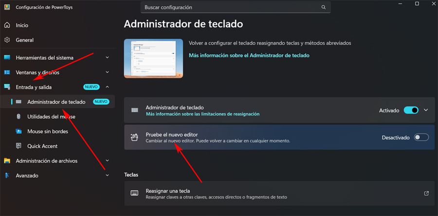 Función Administrador de teclado de PowerToys.