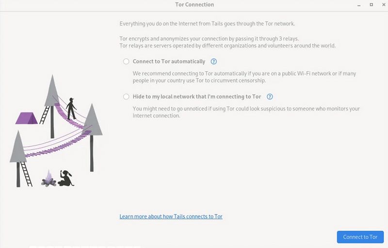 Conexión con la red Tor en el sistema Tails.