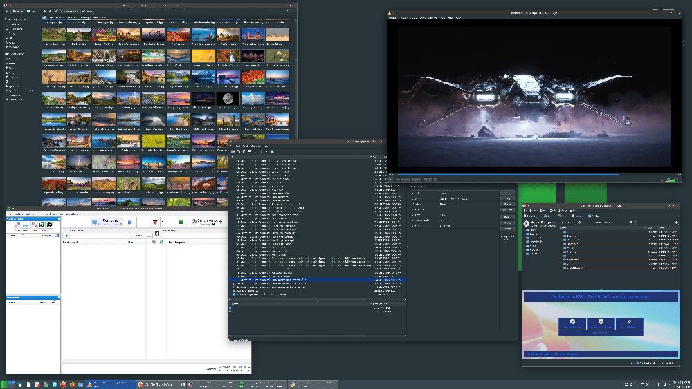 Interfaz principal con un programa multimedia en ejecución del Linux iDeal OS.