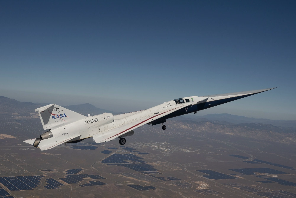 El segundo vuelo del X-59 Quesst, el avión supersónico «silencioso» de la NASA, apenas duró nueve minutos por un problema técnico